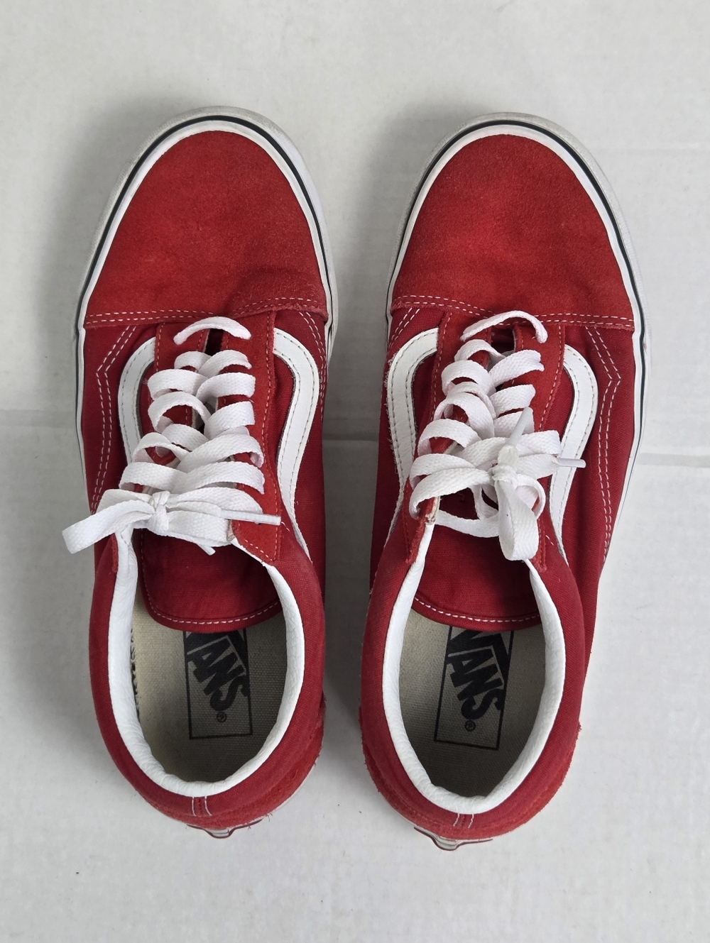 Vans Old School Men's Size 9 Red and White Suede/Canvas Sneakers - Picture 5 of 7